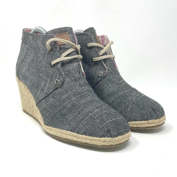 Toms Canvas Wedge Denim Grey Womens 9 - Picture 2 of 8